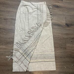 Pendleton Asymmetrical Fringe Skirt in Beige